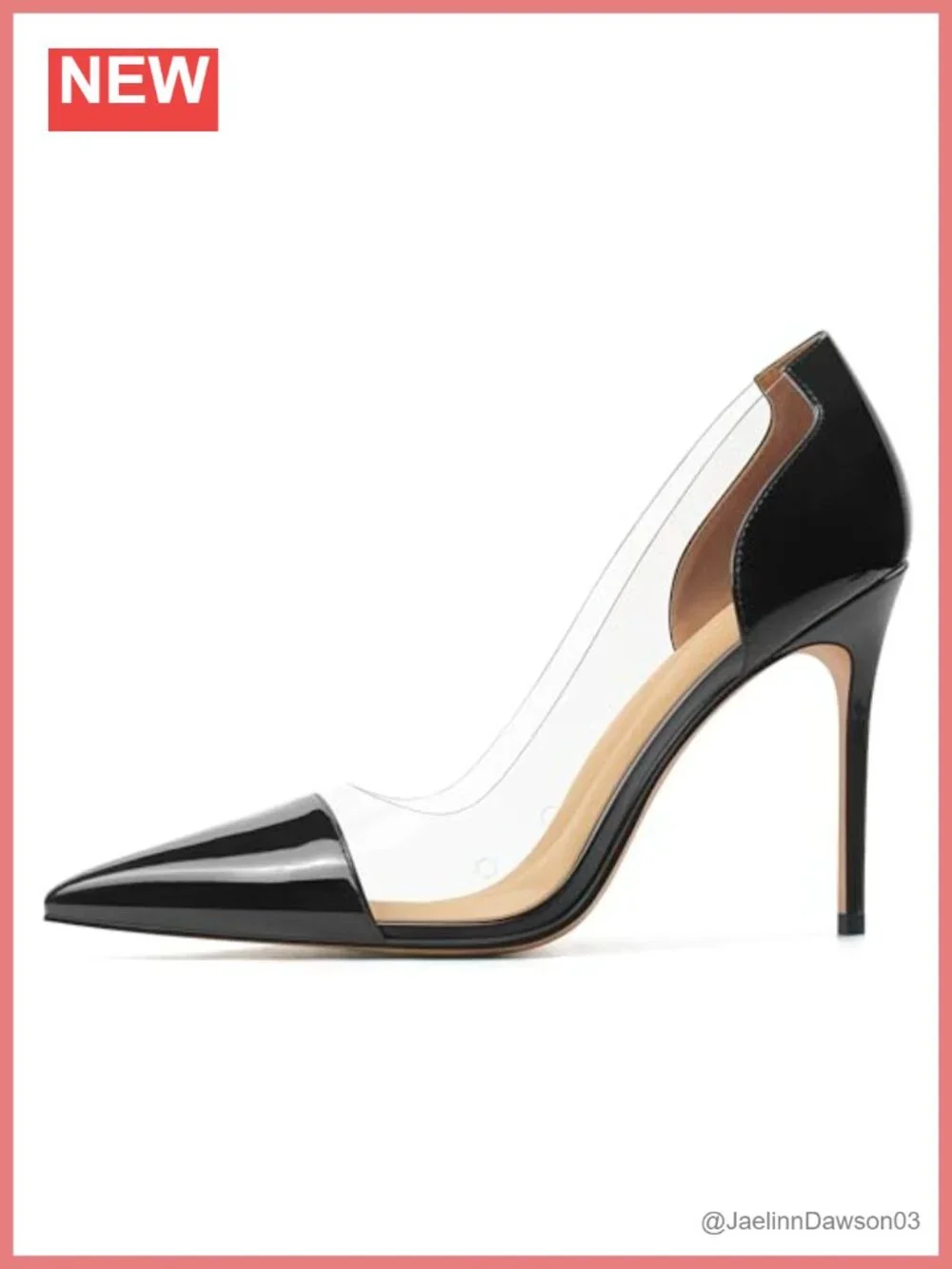 Transparent Clear Heels Pointed Toe Stiletto Pumps 4 Inch Slip On Dress Shoes